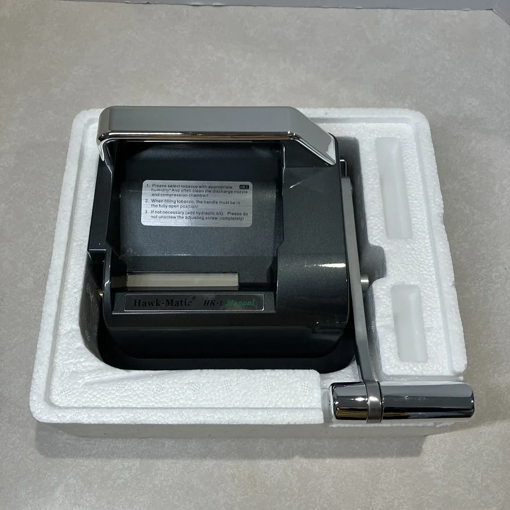 NOB Hawk-Matic HK-1 Manual Cigarette Injector Machine Charcoal Gray Chrome